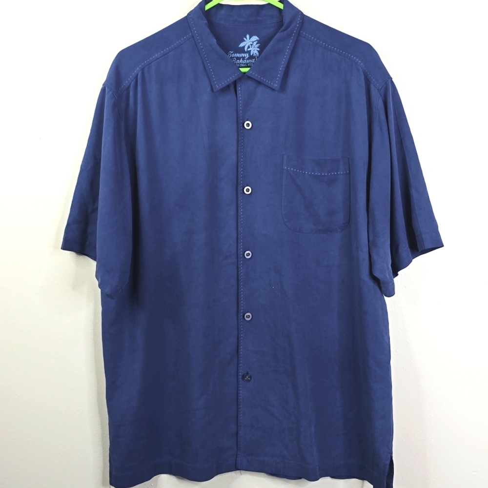 Tommy Bahama Mens Original Fit Silk Short Sleeve Button Down Shirt Large